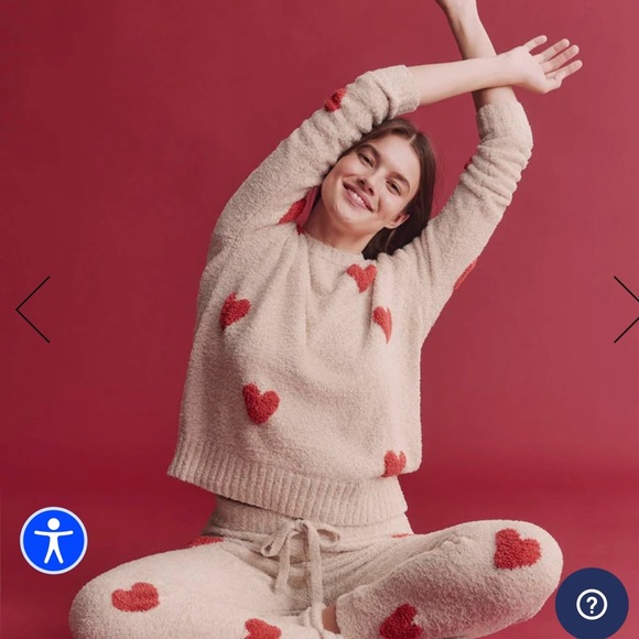 SPLENDID Fuzzy Sweater Hearts LOUNGEWEAR - Picture 3 of 7